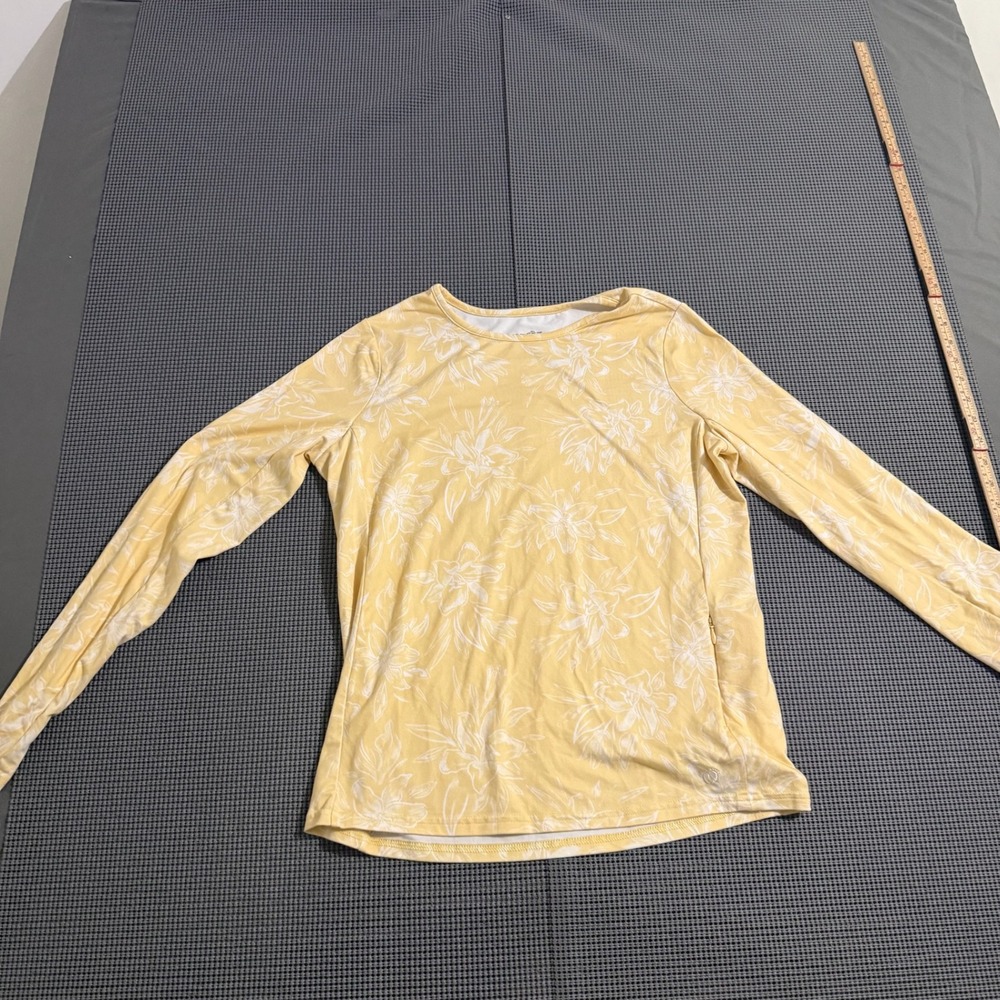 Hang Ten Womens Yellow Floral Long Sleeve UV Protection UPF 50+ Sun Shirt Size S